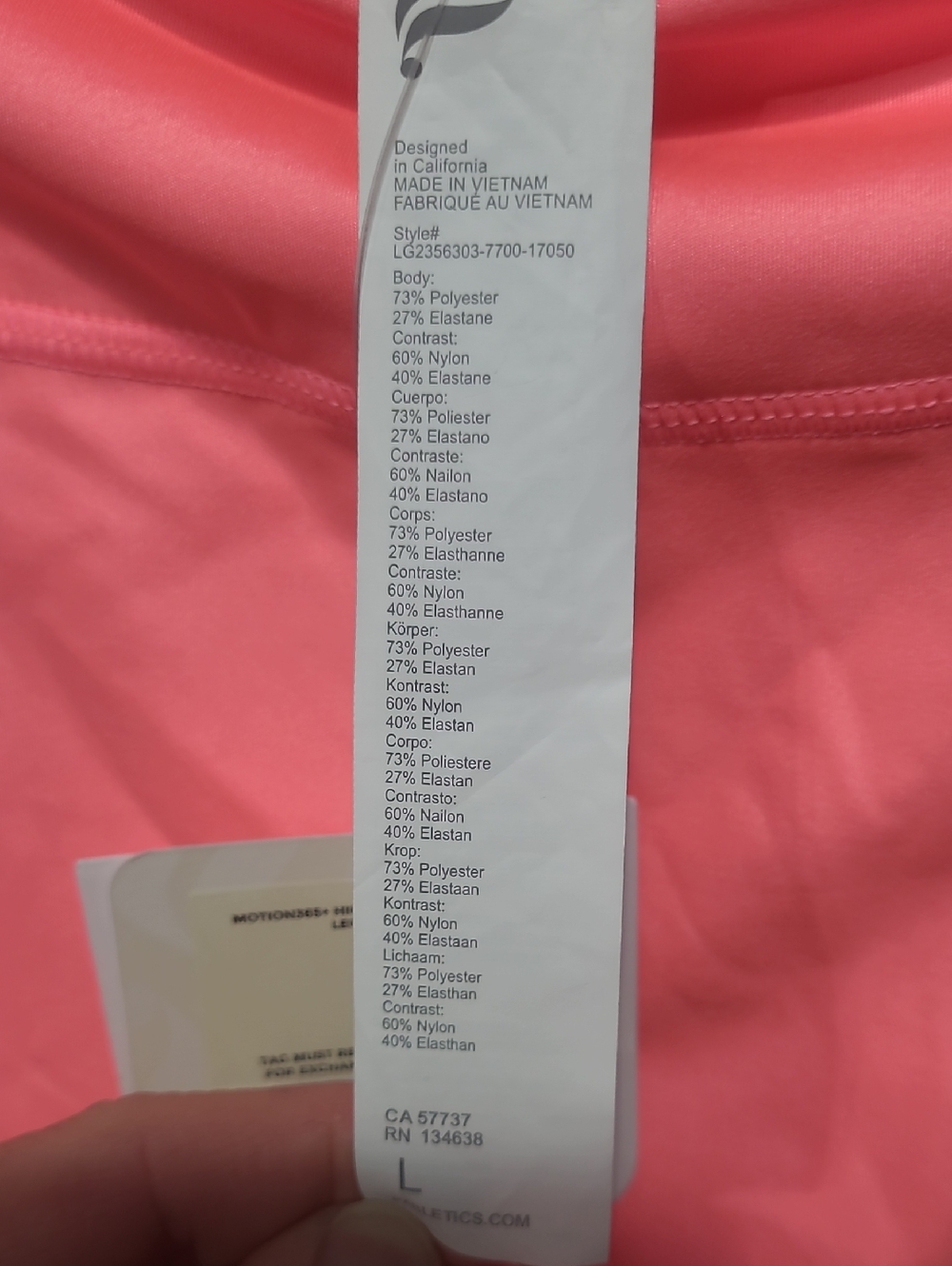 Fabletics NWT Motion365+ High-Waisted Shine Legging PINK nude Purple Sz LARGE - Picture 9 of 9